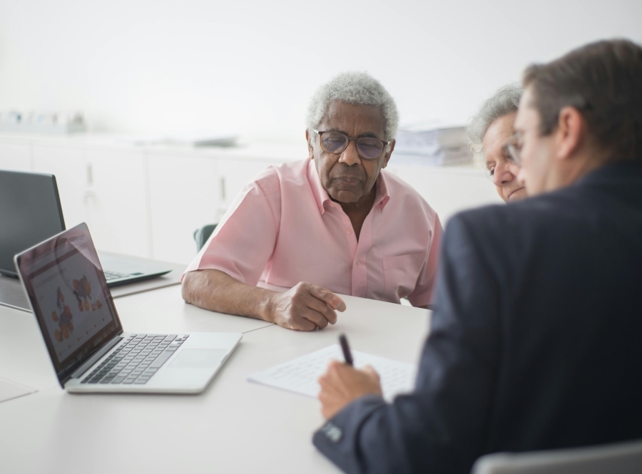 advisor with clients