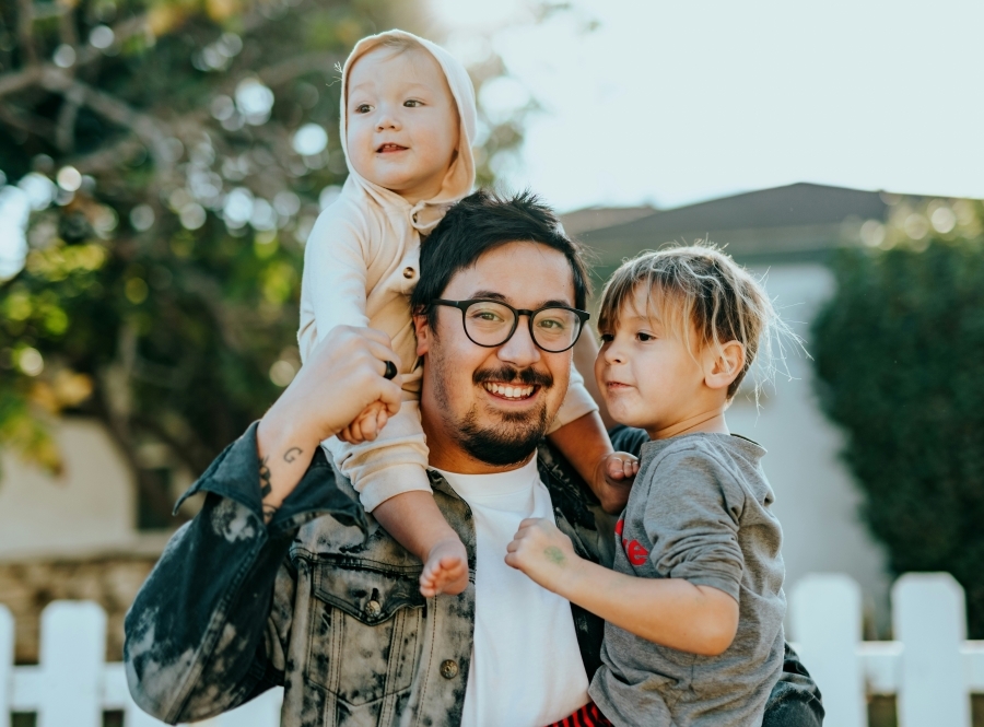 father and children